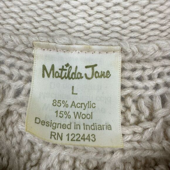 Matilda Jane Large Miso Button Cardigan Sweater Vintage Cottage Fairy Tan Rare - Picture 3 of 12